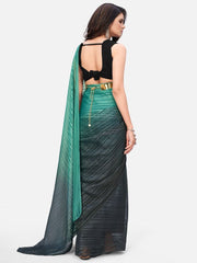 Sensational Teal Striped Ready to Wear Saree - Colorful Saree