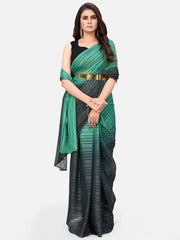 Sensational Teal Striped Ready to Wear Saree - Colorful Saree