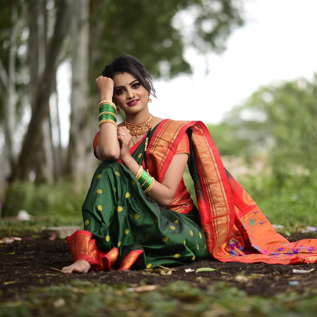 Prettiest Green Paithani Silk Saree With Ethnic Blouse Piece - Colorful Saree