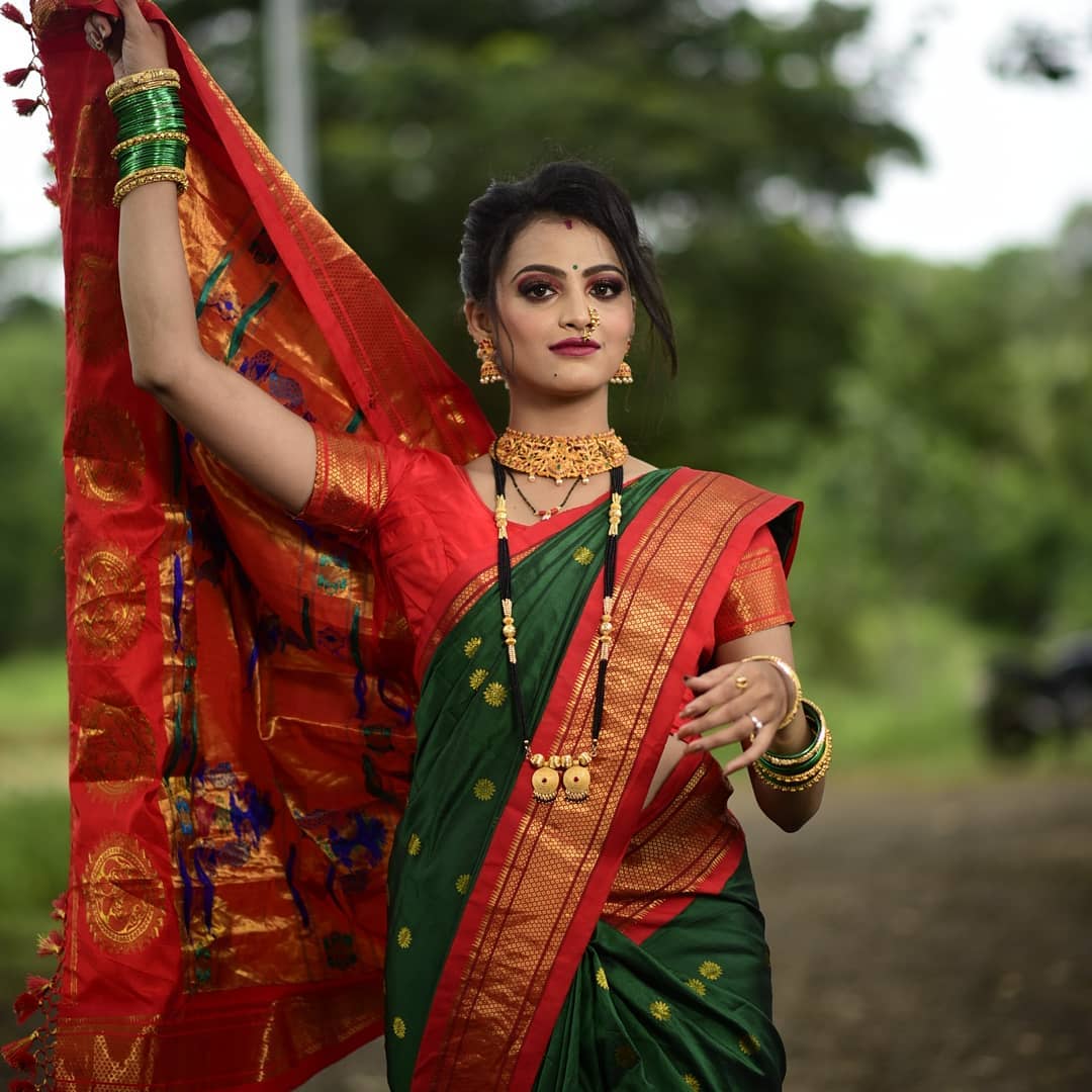 Prettiest Green Paithani Silk Saree With Ethnic Blouse Piece - Colorful Saree