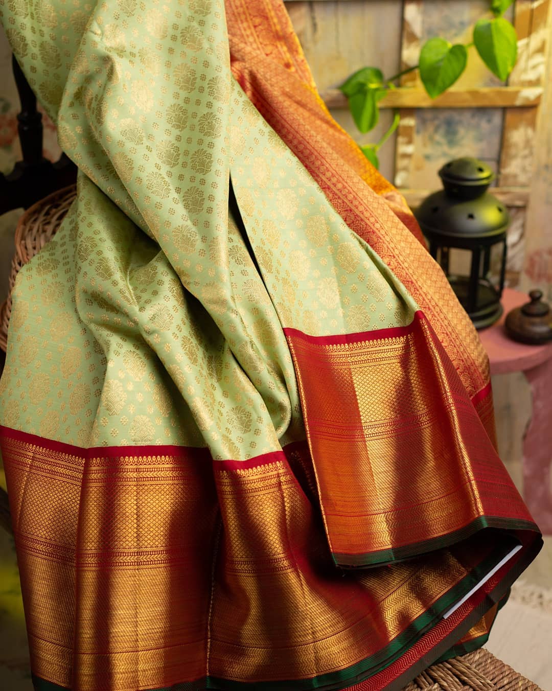 Surreptitious Pista Soft Banarasi Silk Saree With Ethnic Blouse Piece - Colorful Saree