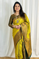 Snazzy Lemon Soft Silk Saree With Inspiring Blouse Piece - Colorful Saree