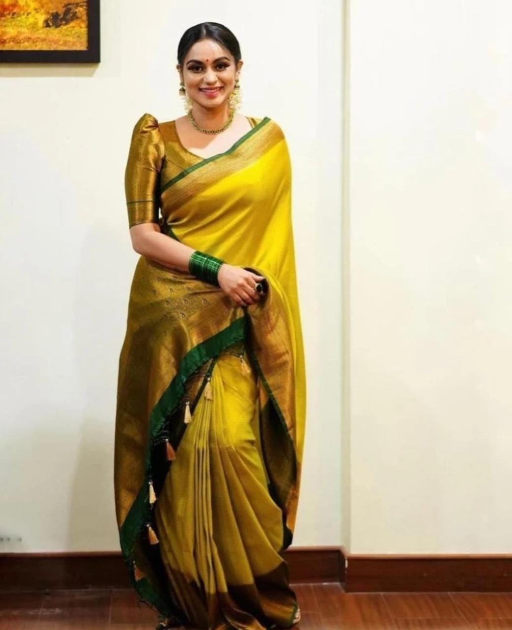Wonderful Yellow Soft Banarasi Silk Saree With Girlish Blouse Piece - Colorful Saree