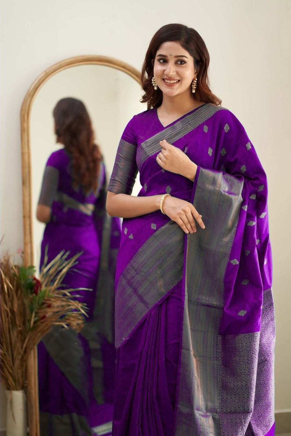 Blooming Purple Soft Silk Saree With Captivating Blouse Piece - Colorful Saree