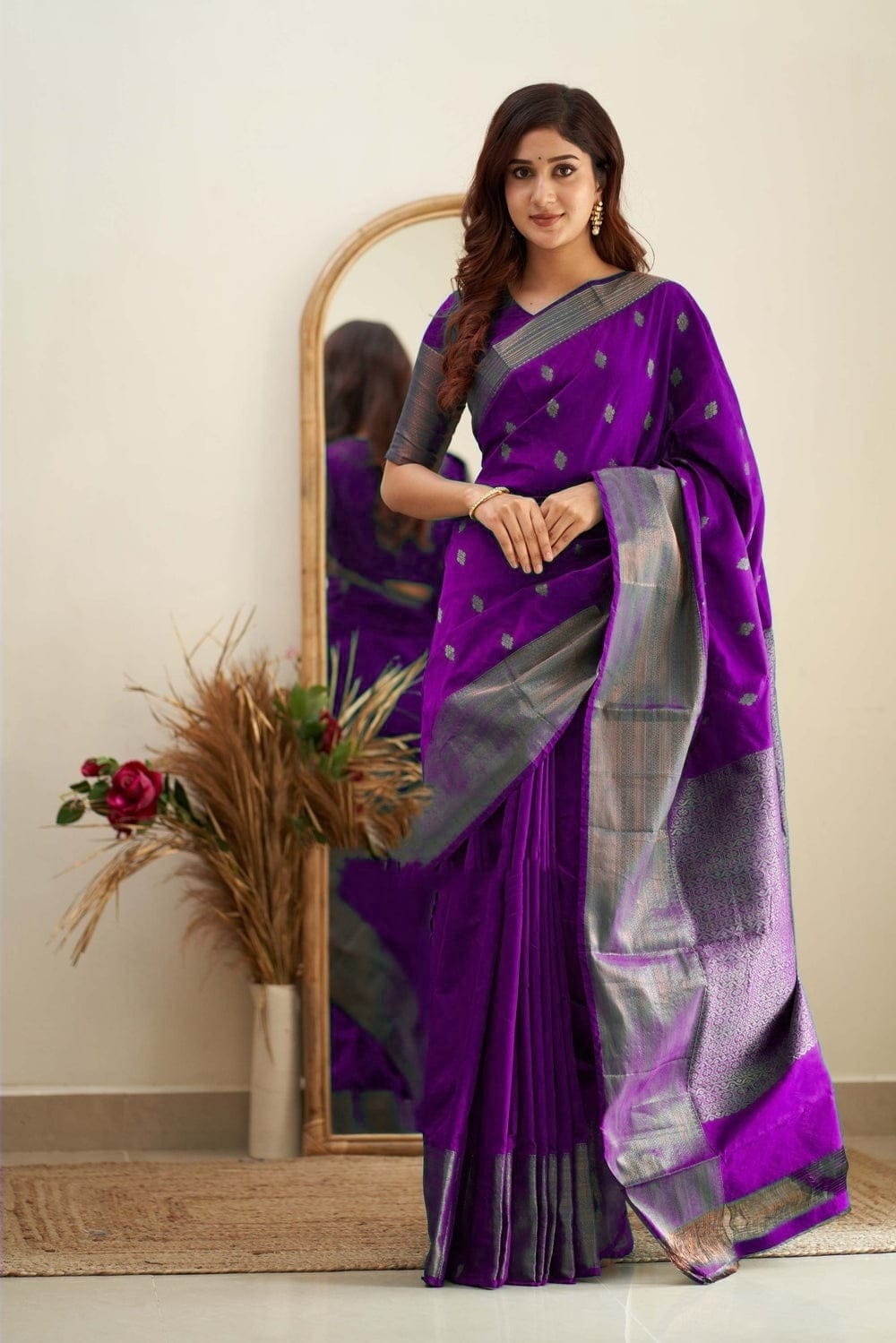 Blooming Purple Soft Silk Saree With Captivating Blouse Piece - Colorful Saree