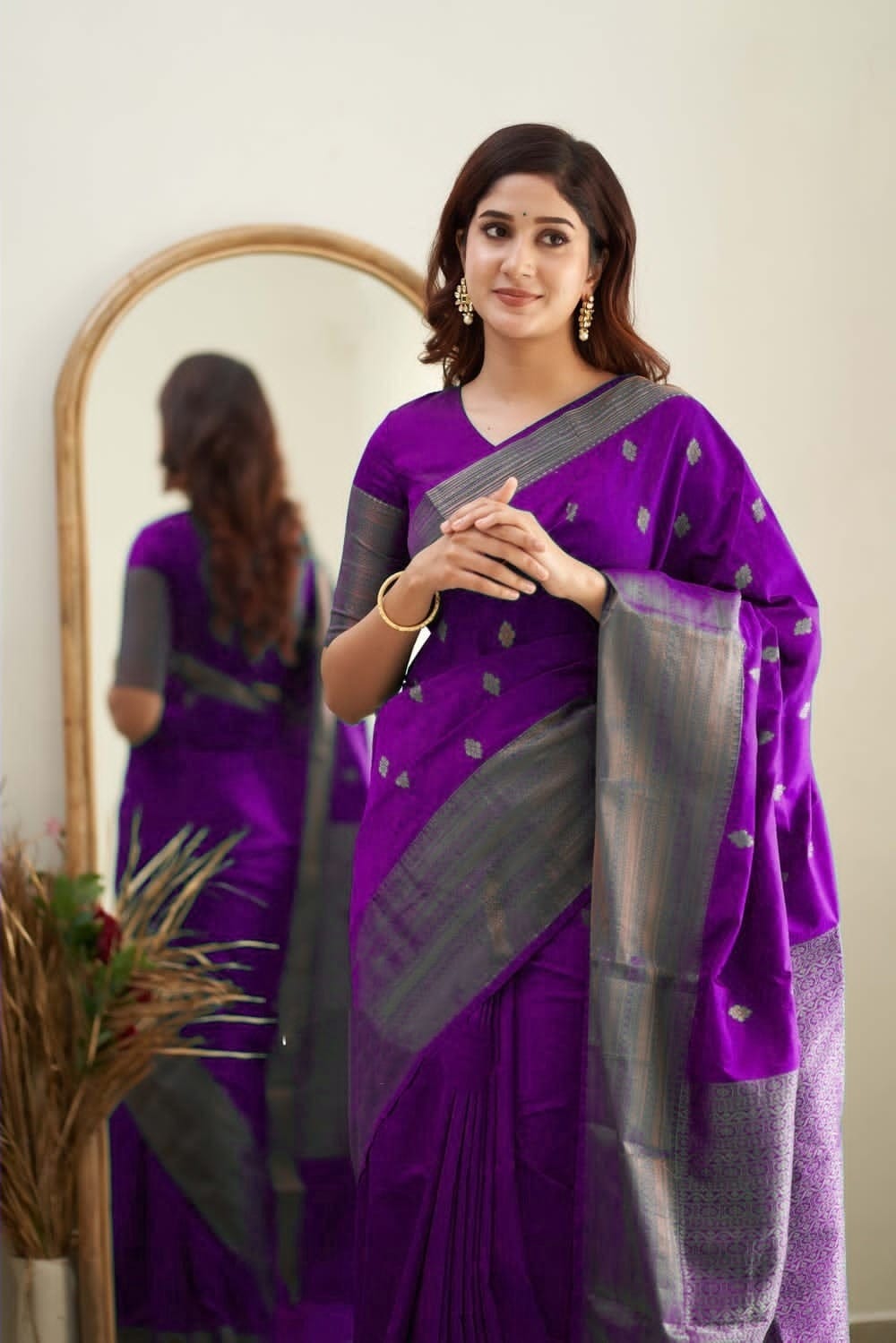 Blooming Purple Soft Silk Saree With Captivating Blouse Piece - Colorful Saree