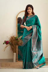 Ravishing Rama Soft Silk Saree With Exceptional Blouse Piece - Colorful Saree