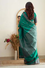 Ravishing Rama Soft Silk Saree With Exceptional Blouse Piece - Colorful Saree