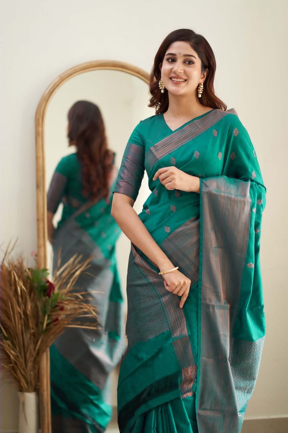 Ravishing Rama Soft Silk Saree With Exceptional Blouse Piece - Colorful Saree