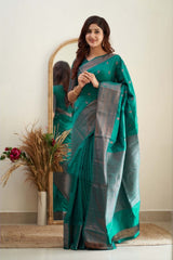 Ravishing Rama Soft Silk Saree With Exceptional Blouse Piece - Colorful Saree