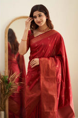 Prominent Red Soft Silk Saree With Mesmeric Blouse Piece - Colorful Saree