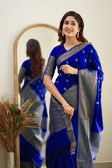 Pleasant Royal Blue Soft Silk Saree With Delightful Blouse Piece - Colorful Saree