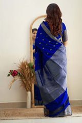 Pleasant Royal Blue Soft Silk Saree With Delightful Blouse Piece - Colorful Saree