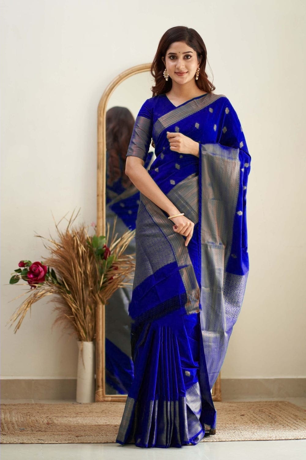 Pleasant Royal Blue Soft Silk Saree With Delightful Blouse Piece - Colorful Saree