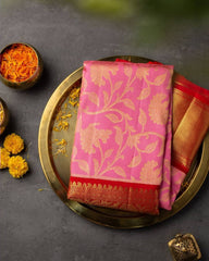 Gossamer Pink Soft Banarasi Silk Saree With Beautiful Blouse Piece - Colorful Saree