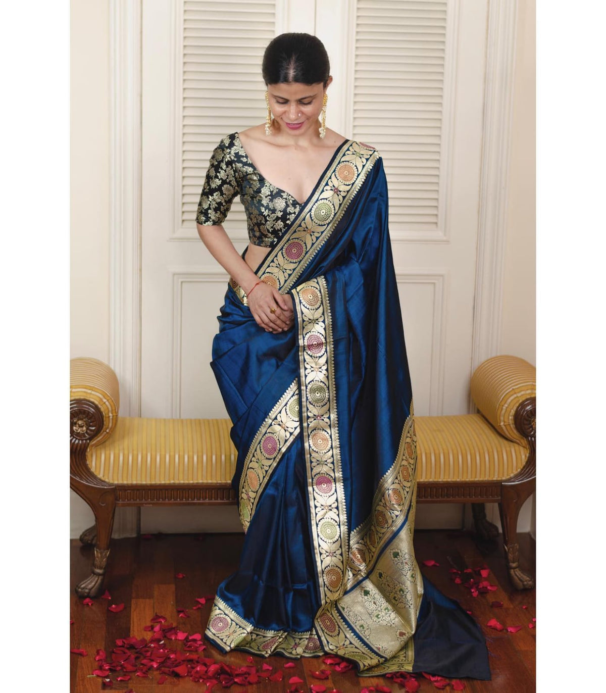 Ephemeral Navy Blue Soft Silk Saree With Gorgeous Blouse Piece - Colorful Saree