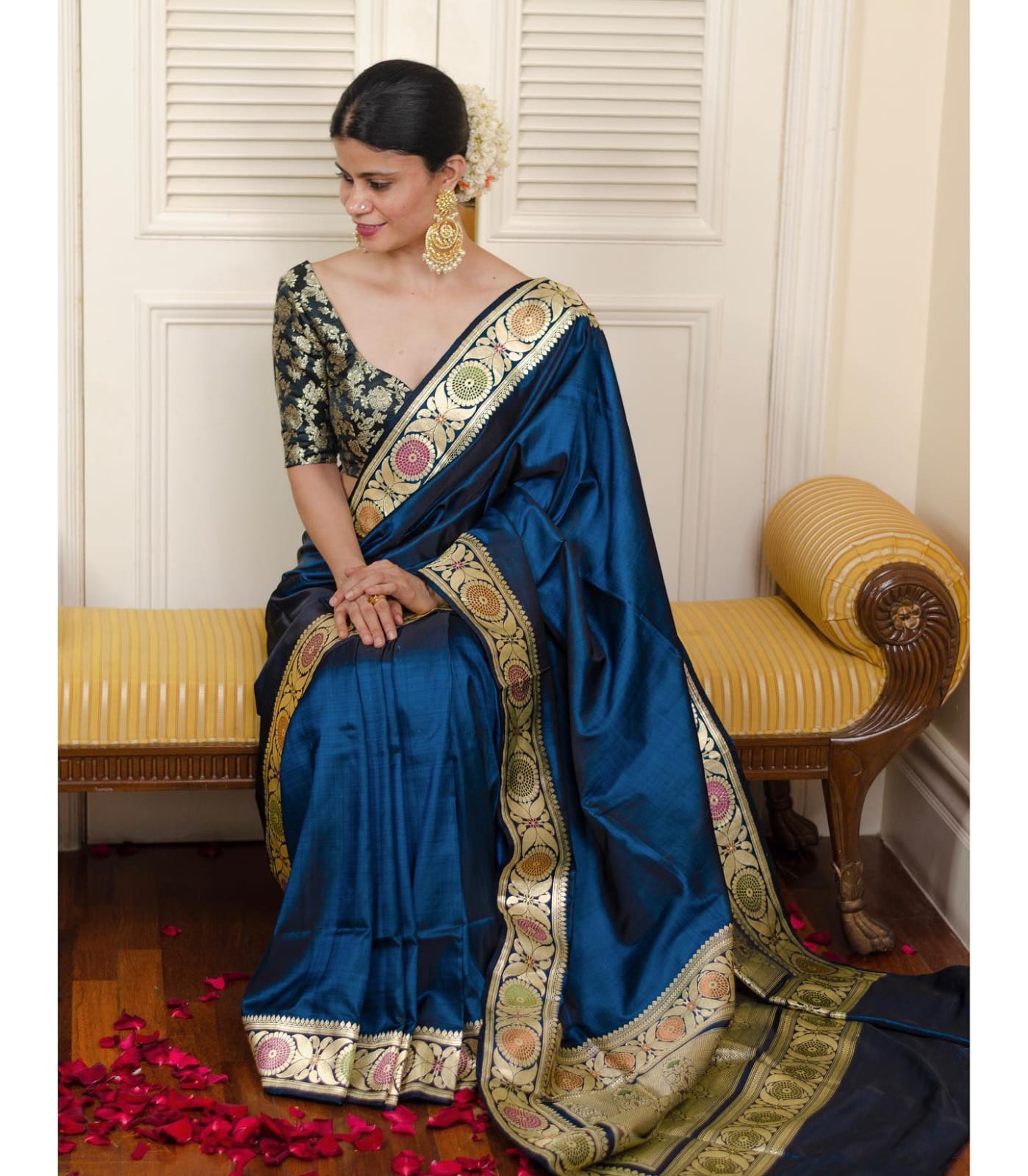 Ephemeral Navy Blue Soft Silk Saree With Gorgeous Blouse Piece - Colorful Saree