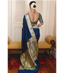 Ephemeral Navy Blue Soft Silk Saree With Gorgeous Blouse Piece - Colorful Saree