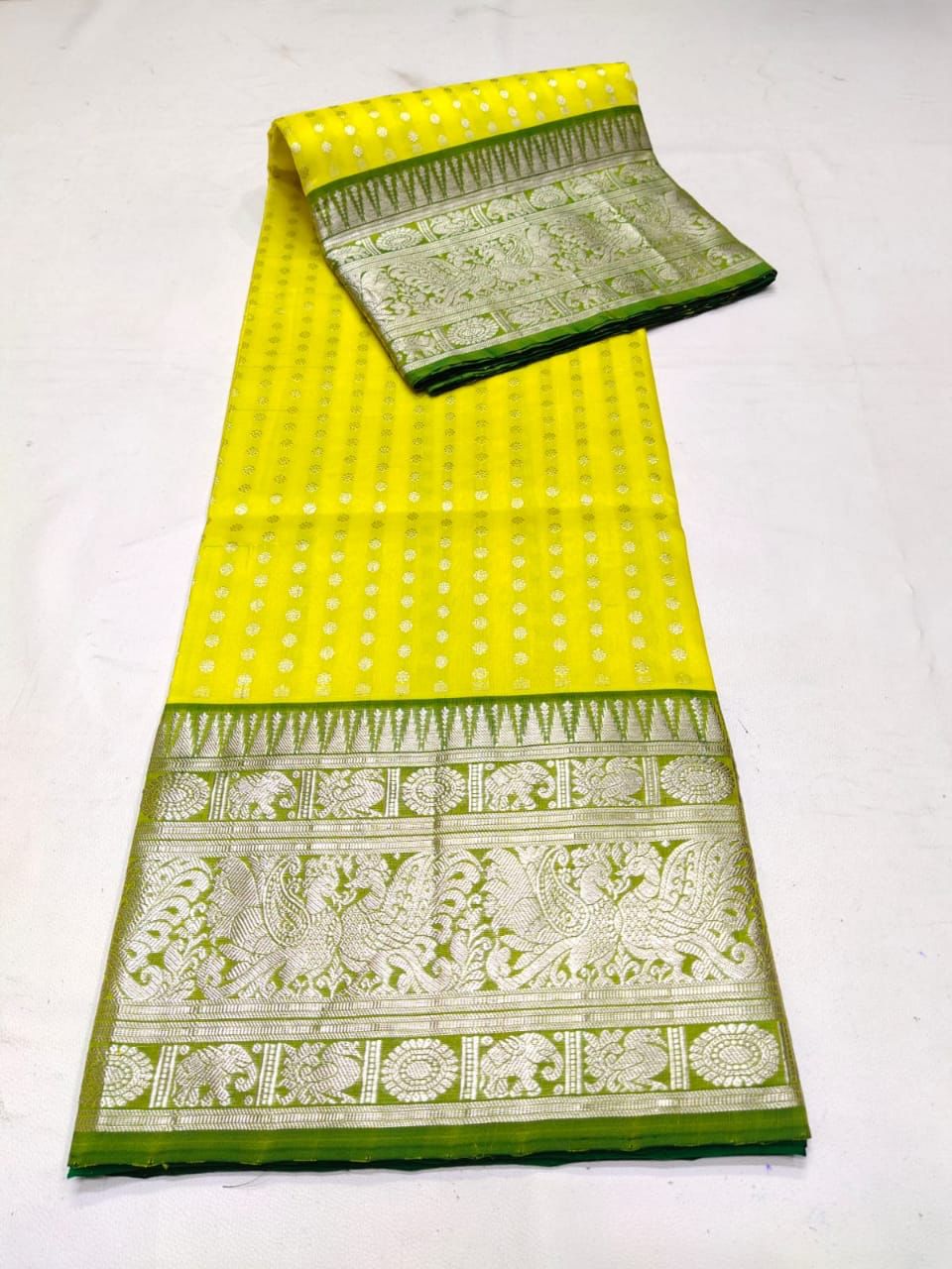 Energetic Lemon Soft Banarasi Silk Saree With Alluring Blouse Piece - Colorful Saree