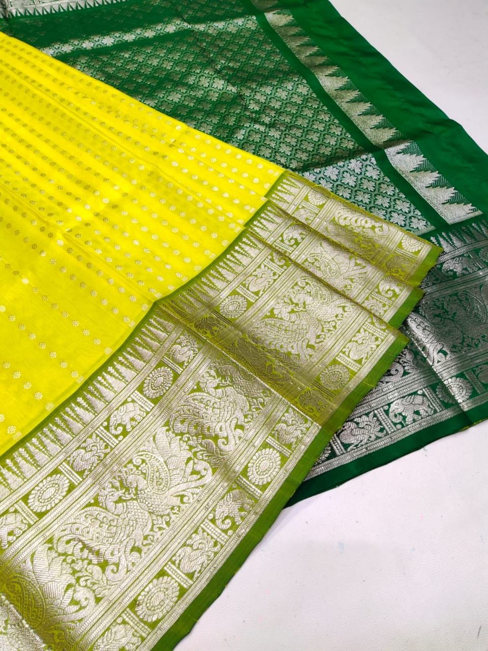 Energetic Lemon Soft Banarasi Silk Saree With Alluring Blouse Piece - Colorful Saree