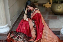 Elegant Red Soft Banarasi Silk Saree With Sensational Blouse Piece - Colorful Saree