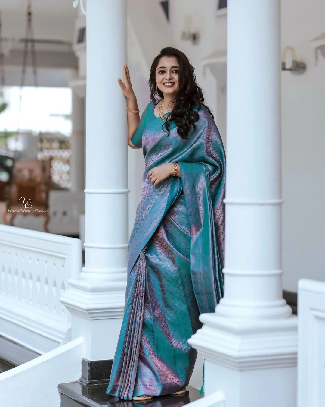 Effervescent Firozi Soft Silk Saree With Efflorescence Blouse Piece - Colorful Saree