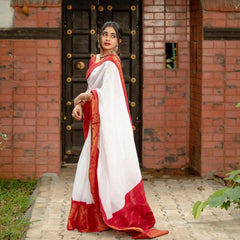 Mesmeric White Soft Silk Saree With Snappy Blouse Piece - Colorful Saree