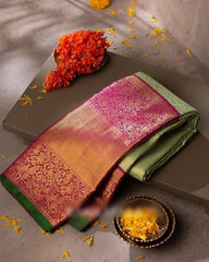 Comely Pista Soft Banarasi Silk Saree With Surpassing Blouse Piece - Colorful Saree