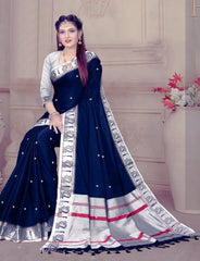 Sumptuous Blue Paithani Silk Saree With Flattering Blouse Piece - Colorful Saree