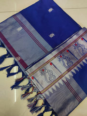 Sumptuous Blue Paithani Silk Saree With Flattering Blouse Piece - Colorful Saree