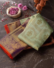 Staggering Sea Green Soft Banarasi Silk Saree With Divine Blouse Piece - Colorful Saree