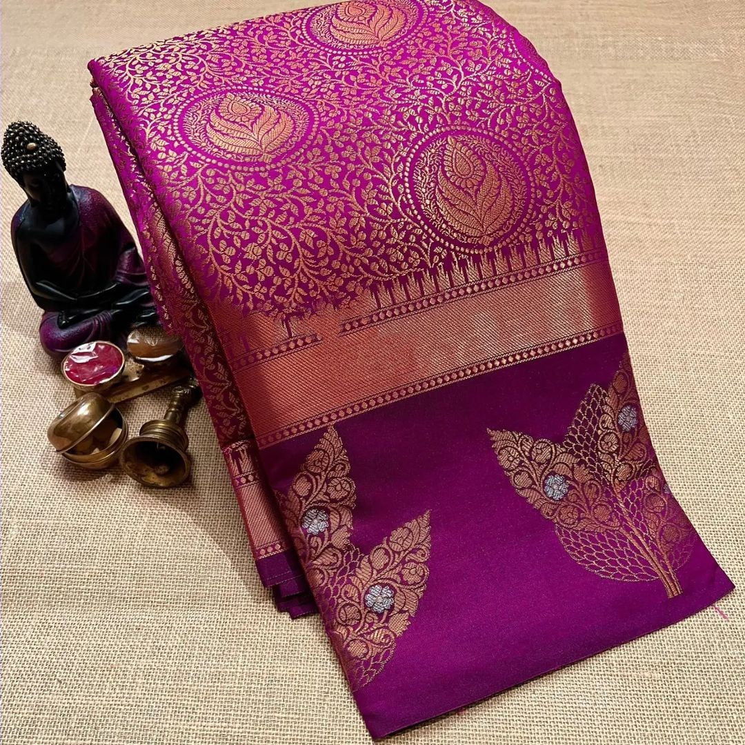 Precious Purple Soft Silk Saree With Murmurous Blouse Piece - Colorful Saree