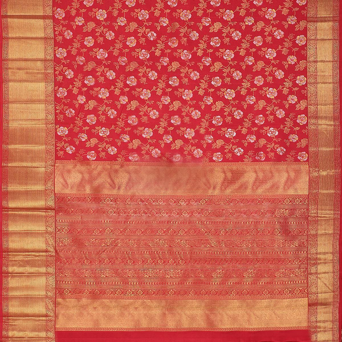 Tremendous Red Soft Banarasi Silk Saree With Stunner Blouse Piece - Colorful Saree