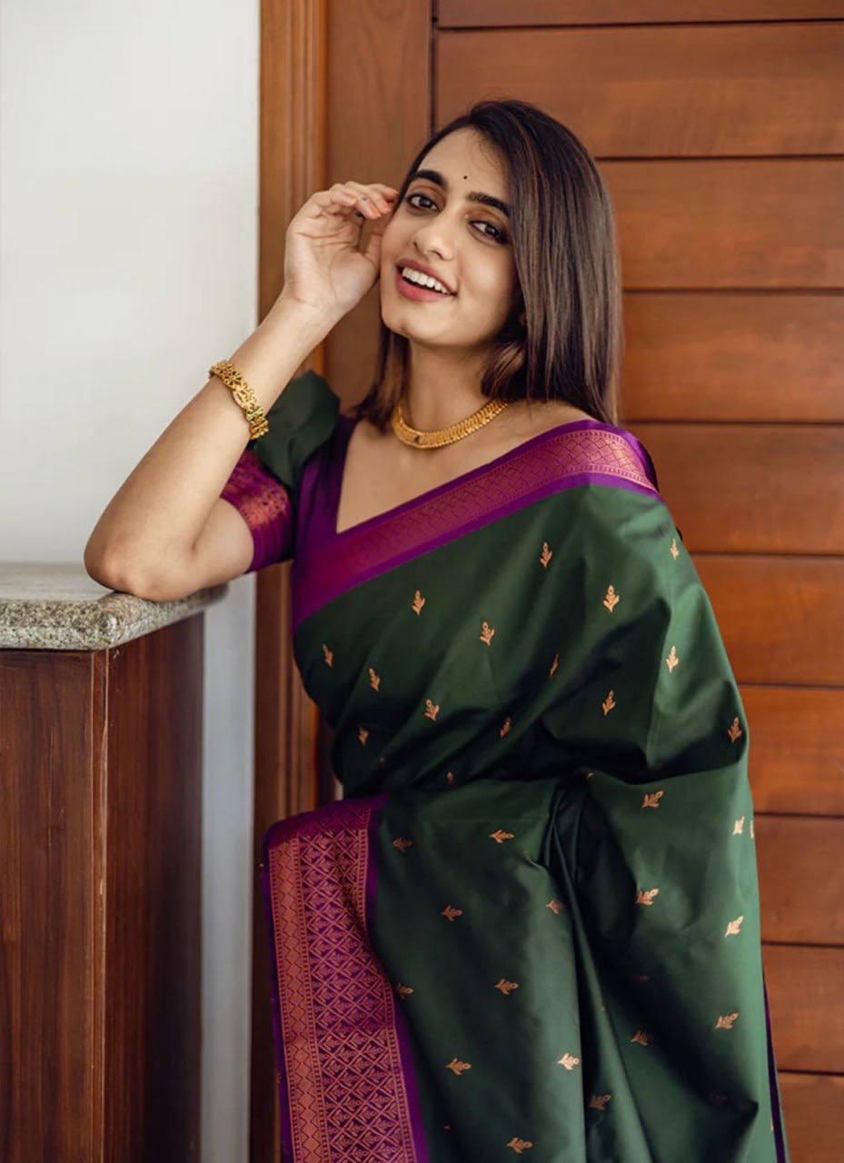 Incredible Green Soft Silk Saree With Energetic Blouse Piece - Colorful Saree