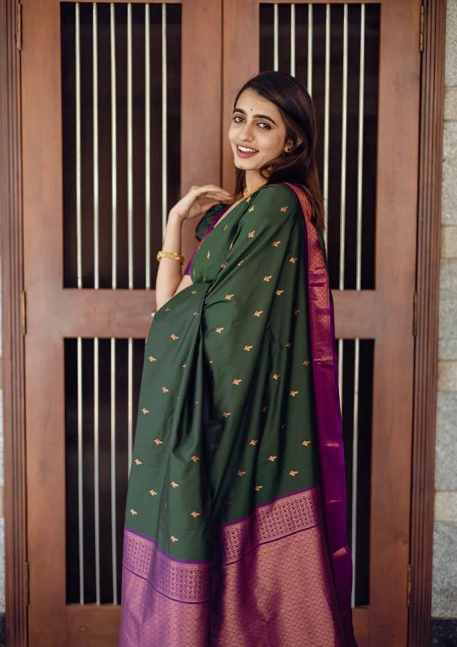 Incredible Green Soft Silk Saree With Energetic Blouse Piece - Colorful Saree