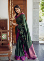 Incredible Green Soft Silk Saree With Energetic Blouse Piece - Colorful Saree