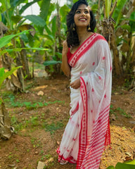 Transcendent White Soft cotton Silk With Stylish Blouse Piece - Colorful Saree