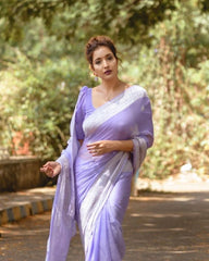 Brood Lavender Linen Silk Saree With Felicitous Blouse Piece - Colorful Saree