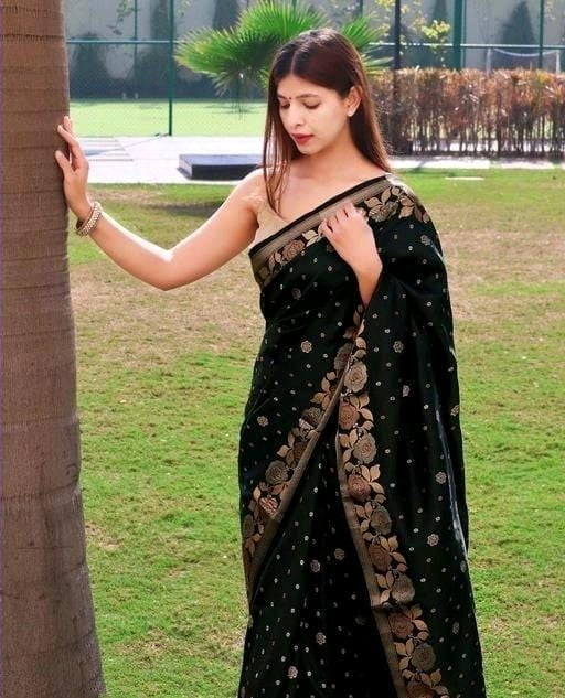 Dissemble Black Soft Banarasi Silk Saree With Lagniappe Blouse Piece - Colorful Saree