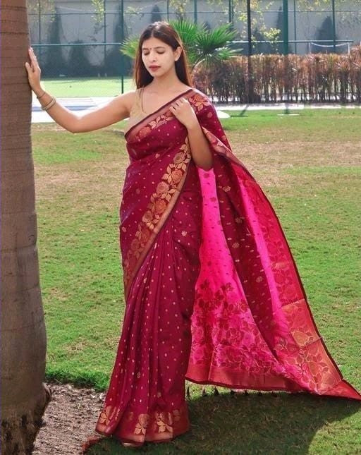 Mellifluous Dark Pink Soft Banarasi Silk Saree With Beleaguer Blouse Piece - Colorful Saree