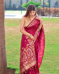 Mellifluous Dark Pink Soft Banarasi Silk Saree With Beleaguer Blouse Piece - Colorful Saree