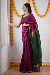 Innovative Dark Pink Cotton Silk Saree With Lovely Blouse Piece - Colorful Saree