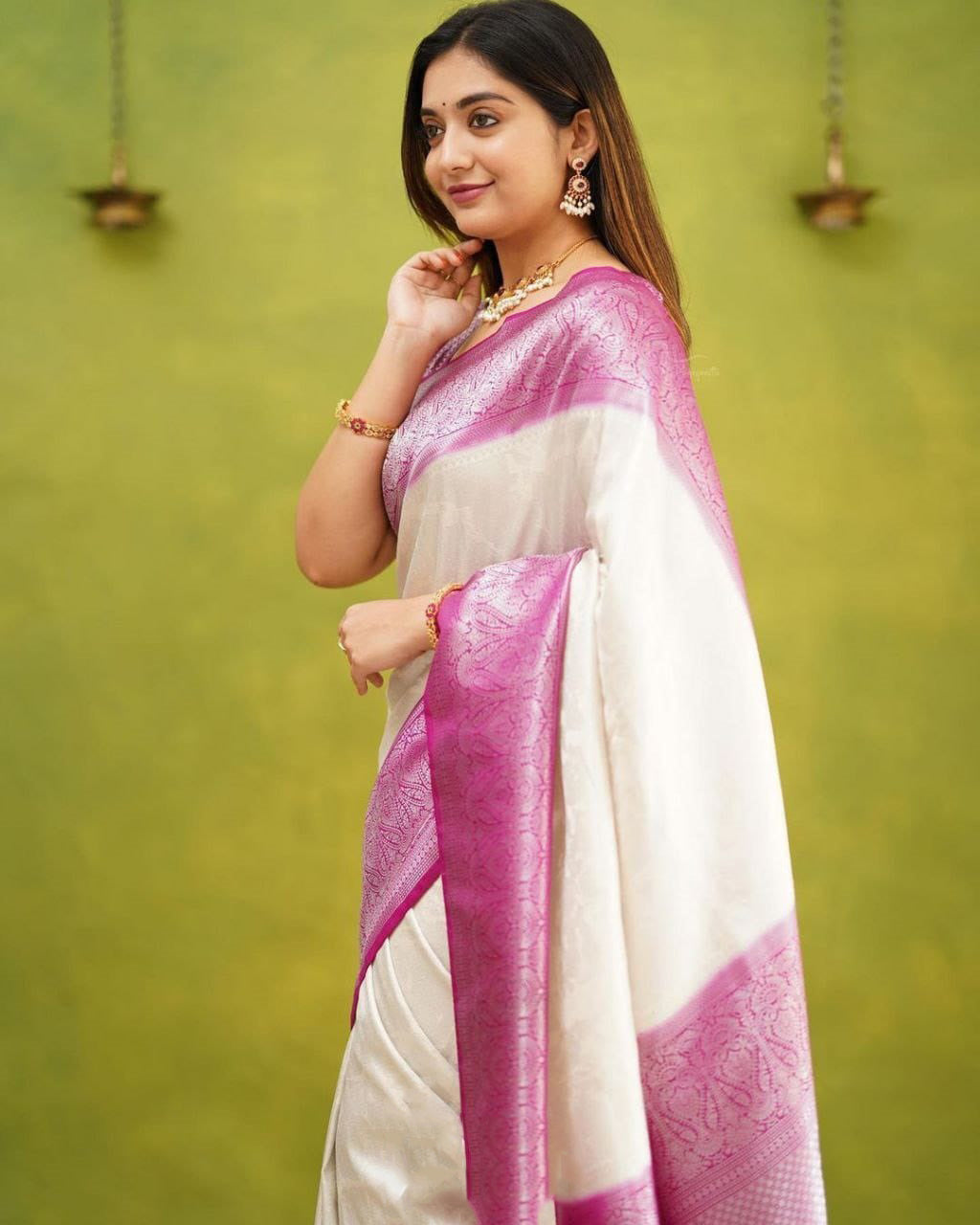 Unequalled White Soft Silk Saree With Engaging Blouse Piece - Colorful Saree