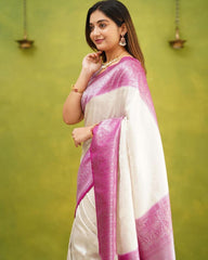 Unequalled White Soft Silk Saree With Engaging Blouse Piece - Colorful Saree