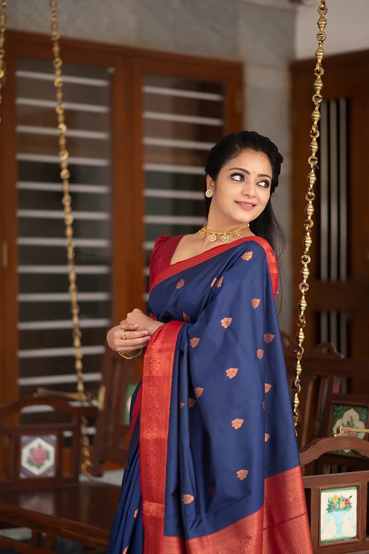 Intricate Blue Soft Silk Saree With Most Stunning Blouse Piece - Colorful Saree