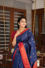 Intricate Blue Soft Silk Saree With Most Stunning Blouse Piece - Colorful Saree