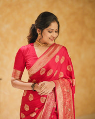 Engrossing Red Soft Silk Saree With Classic Blouse Piece - Colorful Saree