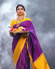 Prominent Purple Soft Silk Saree With Chatoyant Blouse Piece - Colorful Saree