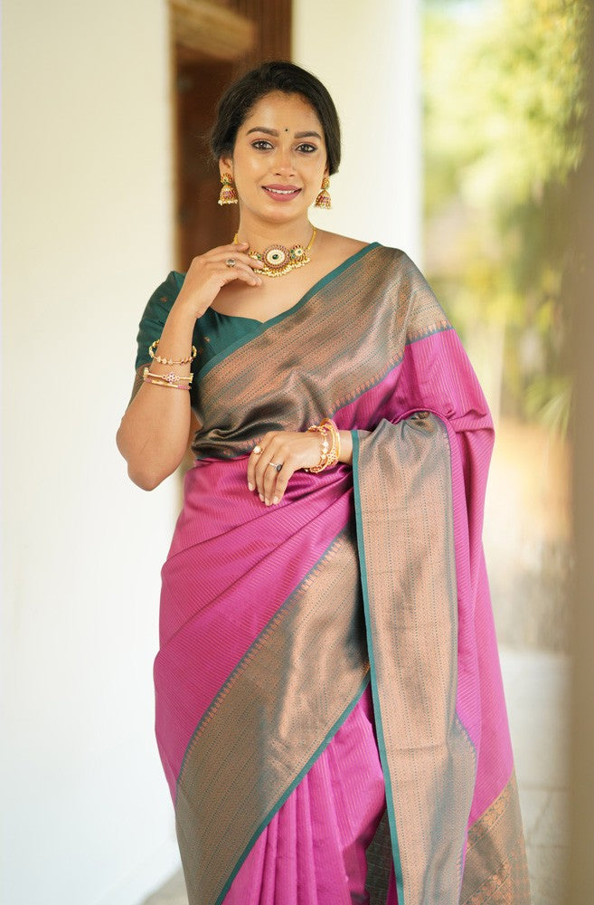 Fairytale Dark Pink Soft Silk Saree With Girlish Blouse Piece - Colorful Saree