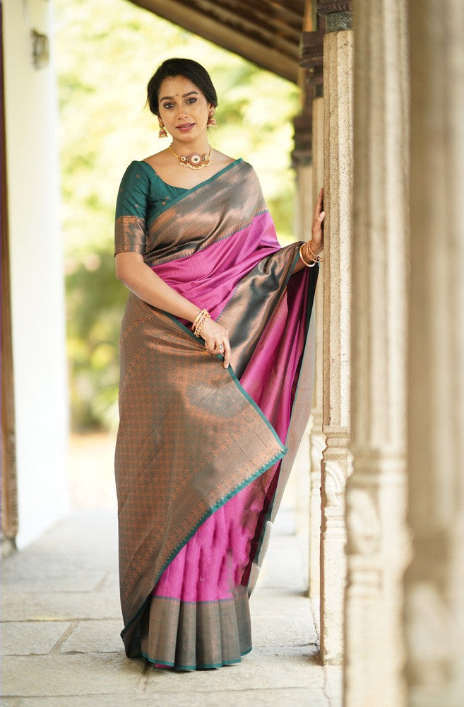 Fairytale Dark Pink Soft Silk Saree With Girlish Blouse Piece - Colorful Saree